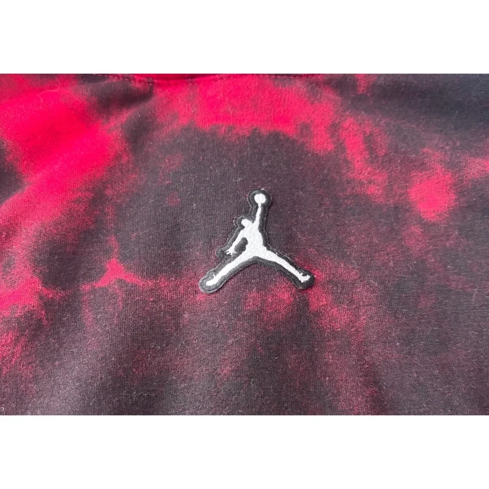 Jordan Kids Red Black Tie Dye Jumpman Pullover Hoodie Size 6 5-6 YRS